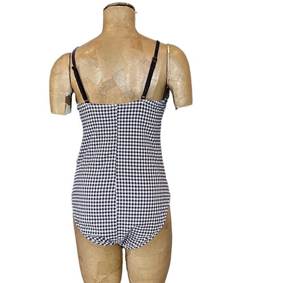 Time and Tru Black & White Gingham Check One-Piece Swimsuit L (12-14) 282G - Picture 5 of 8